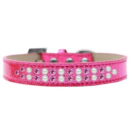 UNCONDITIONAL LOVE Two Row Pearl & Pink Crystal Dog CollarPink Ice Cream Size 14 UN847245